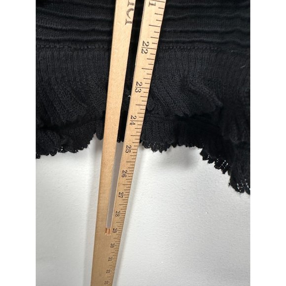 Vintage Y2K Womens Top Black Sleeveless Medium Heather B Ruffled Knit Cotton - Picture 6 of 11